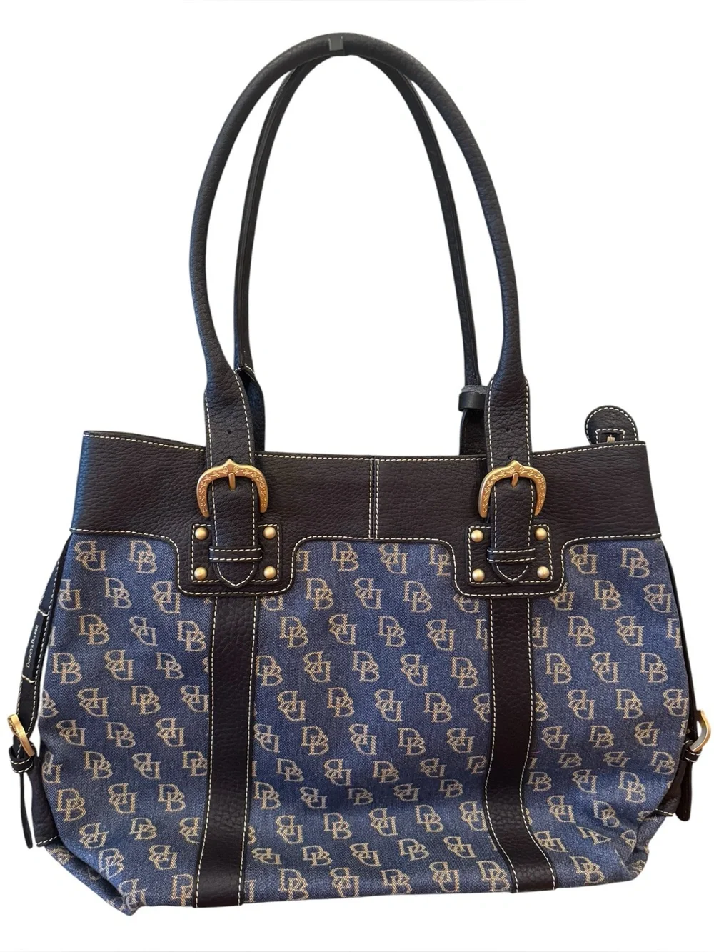 Dooney & Bourke Monogram Denim Tote w/matching wristlet/pouch - LIKE NEW Y2K - Picture 3 of 15